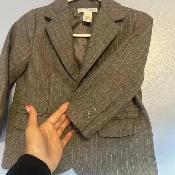 Janie and Jack Gray Striped Size 18-24m Wool Suit Blazer Holiday Jacket Dressy - Picture 5 of 9